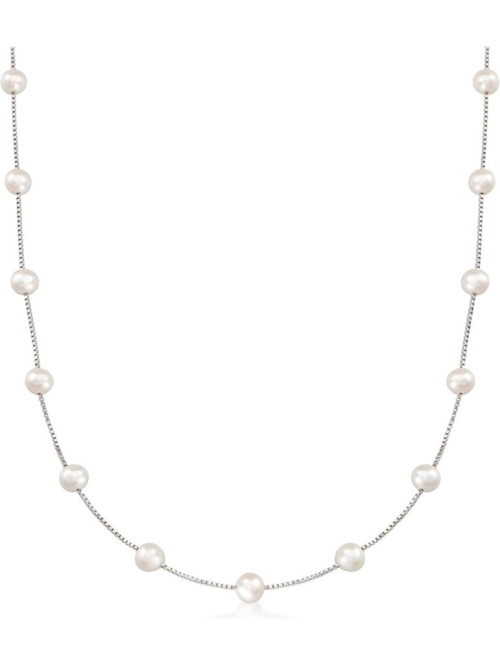 Elegant 6-6.5mm Cultured Pearl Station Necklace - Timeless Jewelry for Any